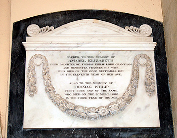 Memorial to Amabel Elizabeth and Thomas Philip children of Thomas Philip Baron Grantham August 2011